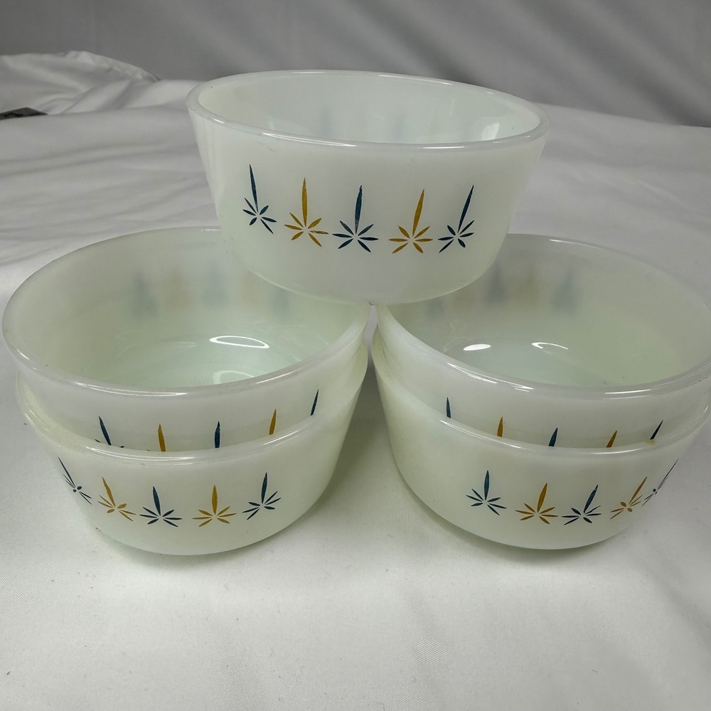 Vtg Anchor Hocking Fire King Candle Glow 6oz Custard Cups Bowls Set of 5 MCMI'm